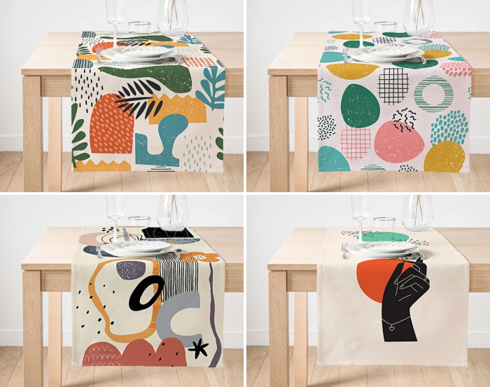 Minimalist Drawings Table Runner, Decorative Abstract Leaves Runner, Nordics Scandi Kitchen ... Minimalist Drawings Table Runner, Decorative Abstract Leaves Runner, Nordics Scandi Kitchen ...